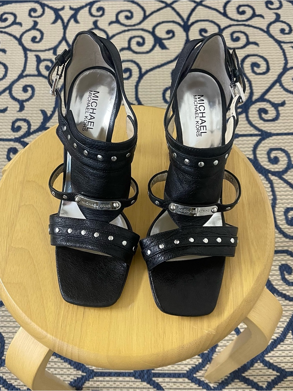 MICHAEL Michael Kors Black Studded Strappy Sandals